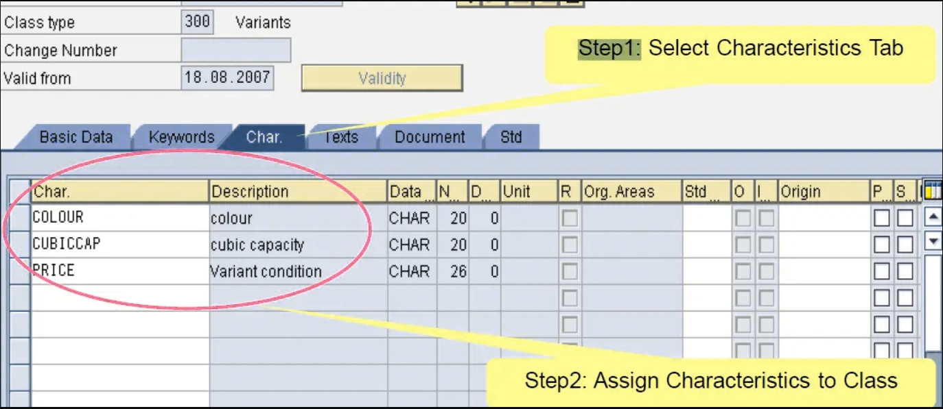 Assign Characteristics to the Class