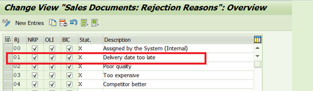 Configuration of Reason for Rejection