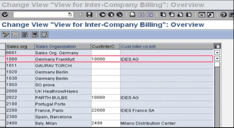 Define Internal Customer Number By Sales Organization