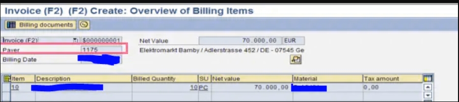 Inter company Billing Document